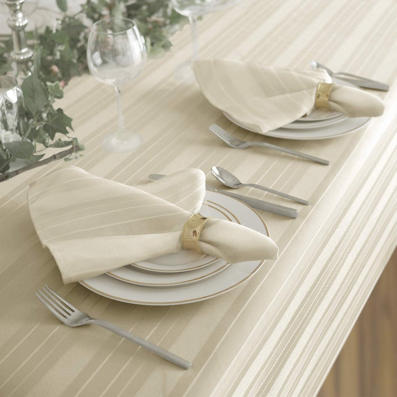 Newbridge 70 Inch Round Ivory Spring and Easter Fabric Tablecloth, Denley Satin Stripe, Heavy Weight No Iron Polyester Holiday Dining & Party Table Cover - Image 5
